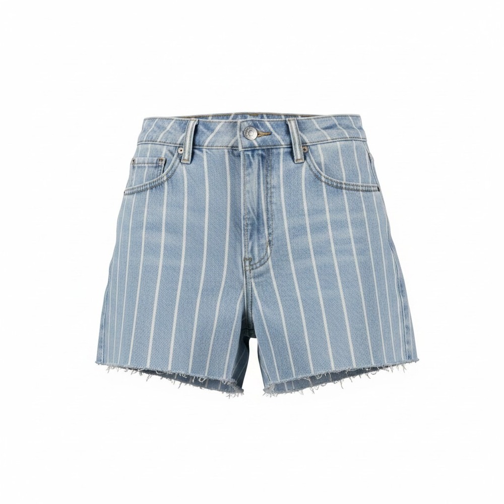 Hollister Ultra High-Rise Y2K Mom Shorts 3" Striped Light Wash Denim Size 1 W25